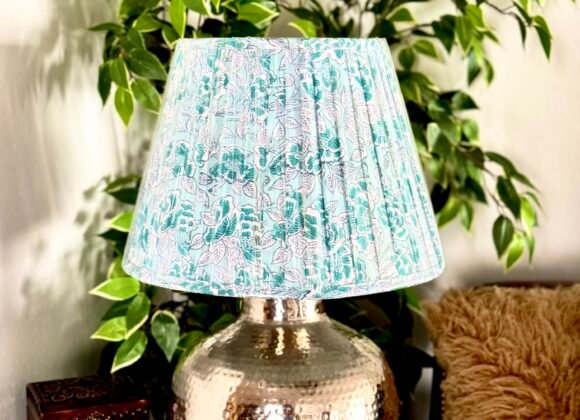Green Zen hand block printed Lampshade