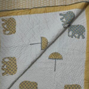 Yellow Elephant Mulmul Quilt(single)