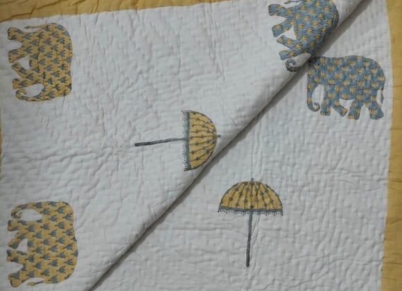 Yellow Elephant Mulmul Quilt(single)