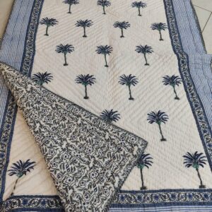 Traveling Palms Mulmul Quilt(single)