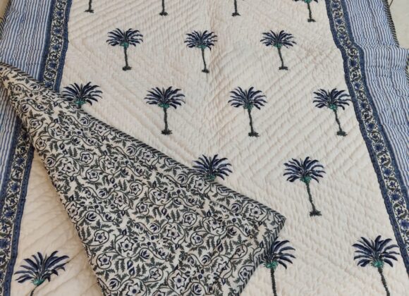 Traveling Palms Mulmul Quilt(single)