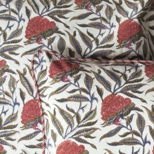 Red Peony Cotton Cushion Cover
