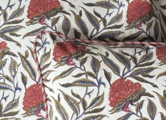 Red Peony Cotton Cushion Cover